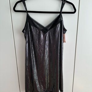 Victoria's Secret Metallic Black Slip Dress Size M